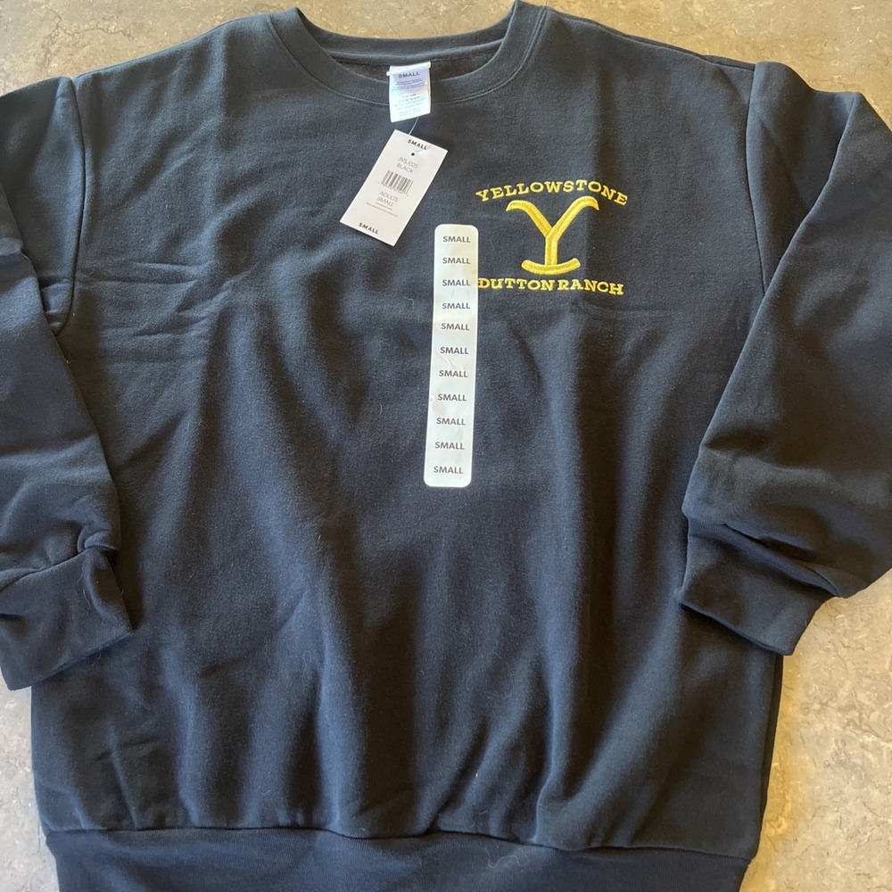 Yellowstone Dutton Ranch (Sweatshirt )‎ Adult Small Black & Yellow Embroidered
